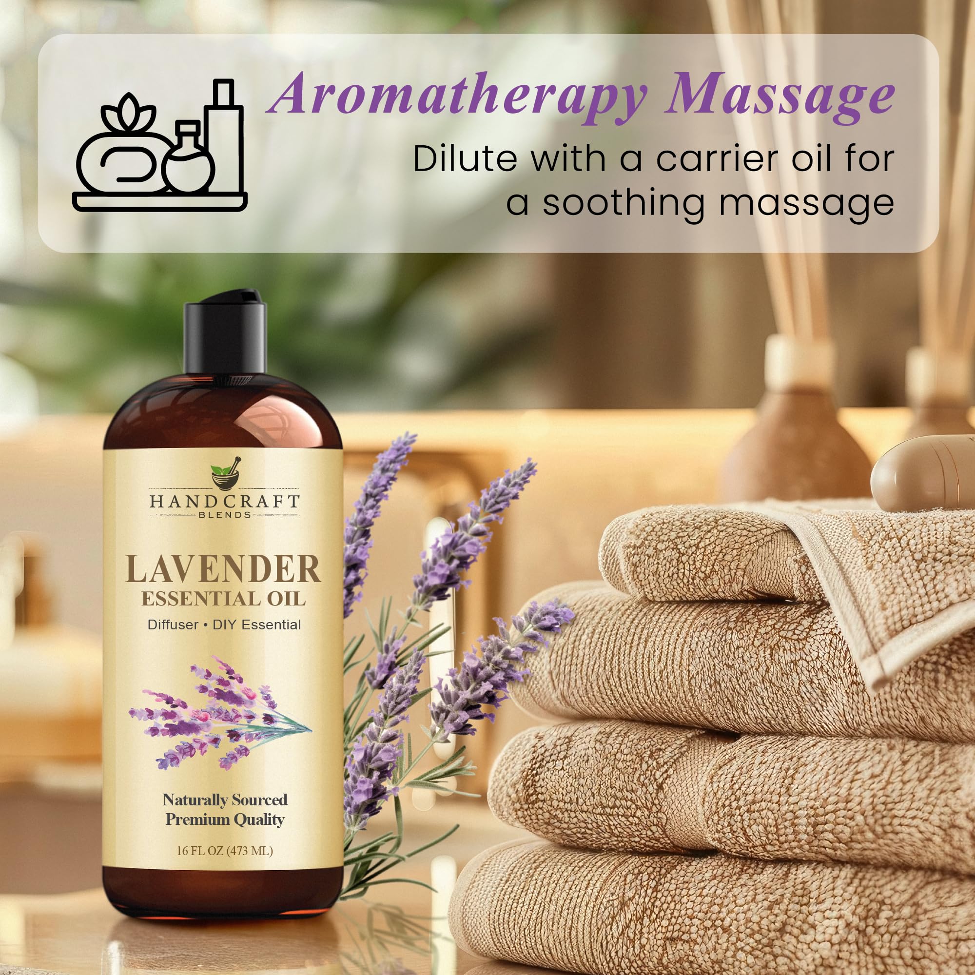 Diffuser setup featuring Handcraft Blends Lavender Oil illustrating room ambiance