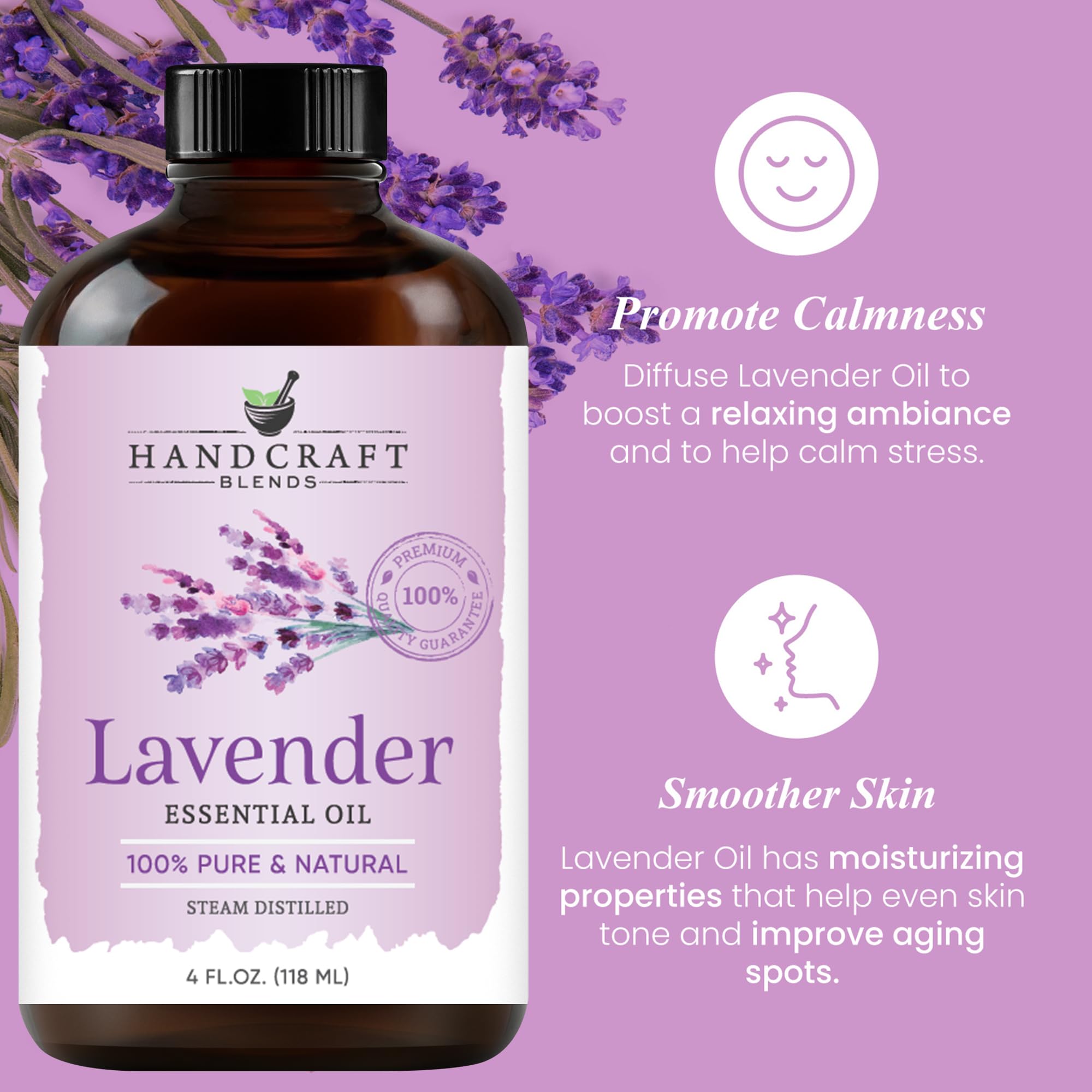 Handcraft Blends Lavender oil in diffuser setup for calming aromatherapy sessions.