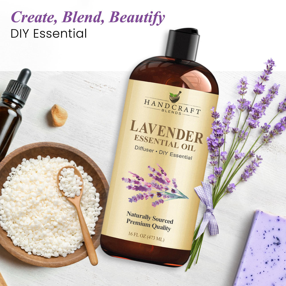 Packaging and display of Handcraft Blends Lavender Oil highlighting bulk value