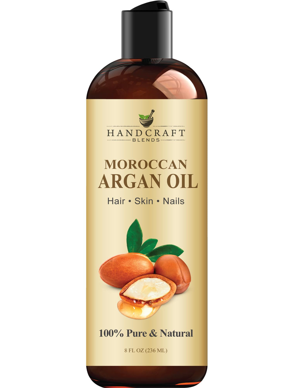 Handcraft Blends Moroccan Argan Oil bottle for lightweight nourishment.