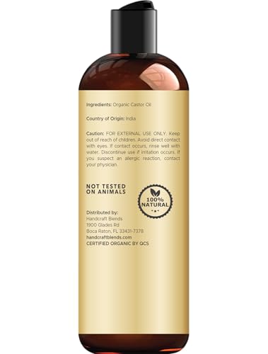 Label image of Handcraft Blends organic castor oil signaling organic certification.