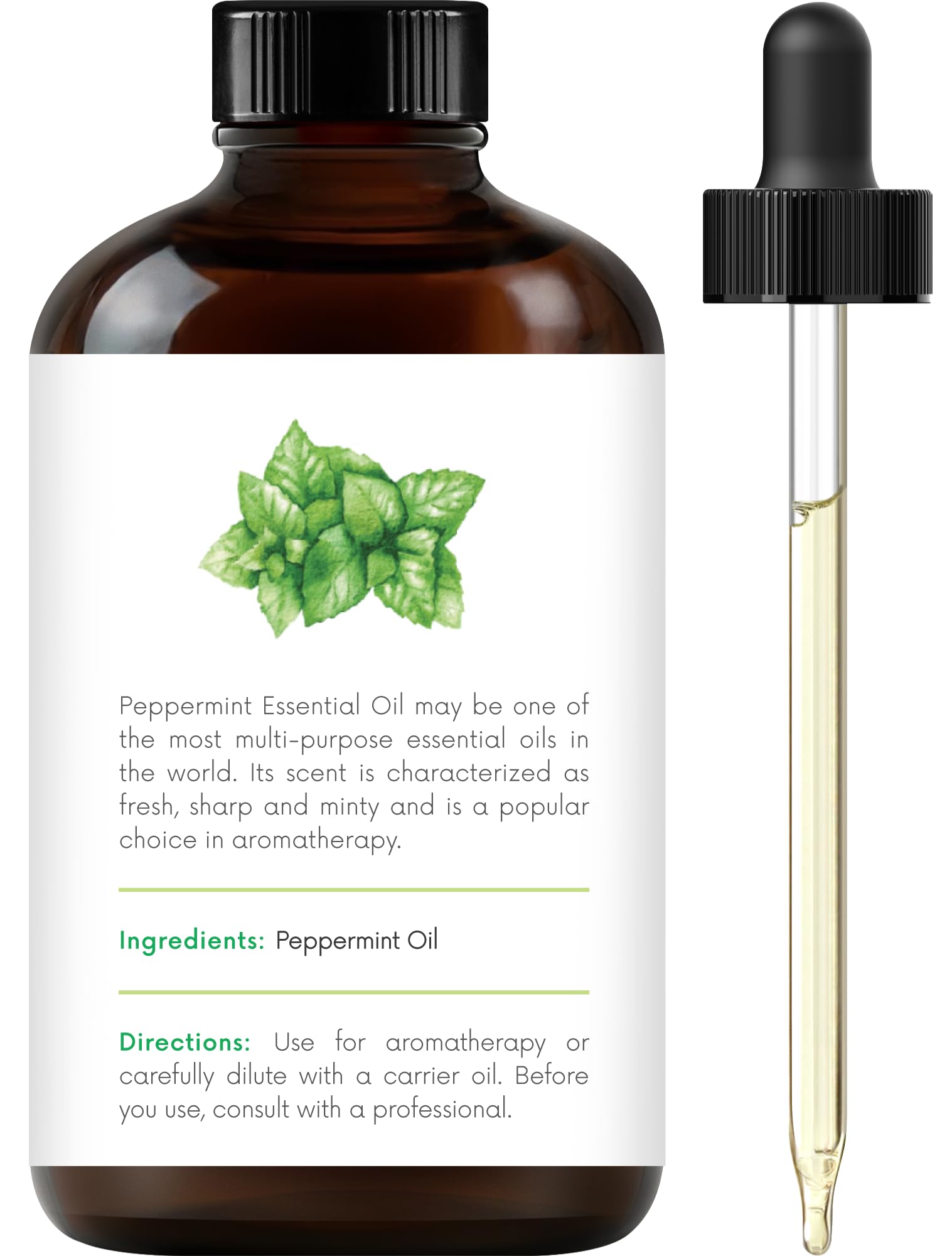 Handcraft Blends Peppermint Essential Oil dropper ready for measured use.