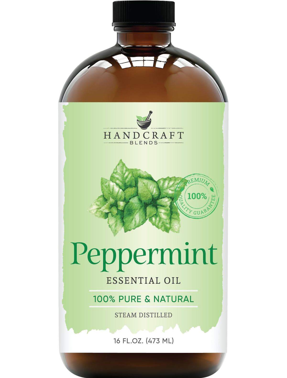 Handcraft Blends peppermint oil in a glass bottle, ideal for diffusers and aromatic sessions.