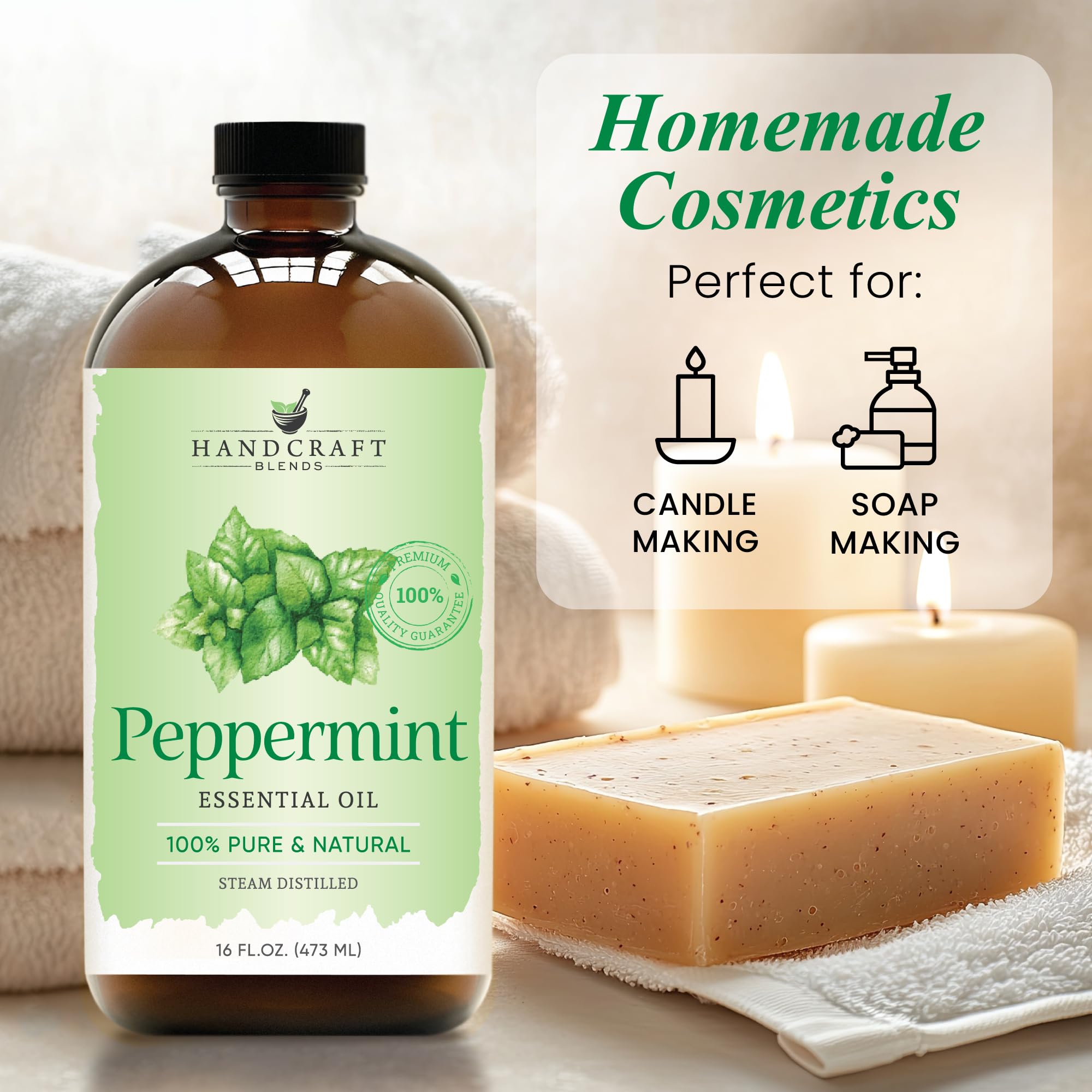 Soap and candle making with pure peppermint aroma from Handcraft Blends.