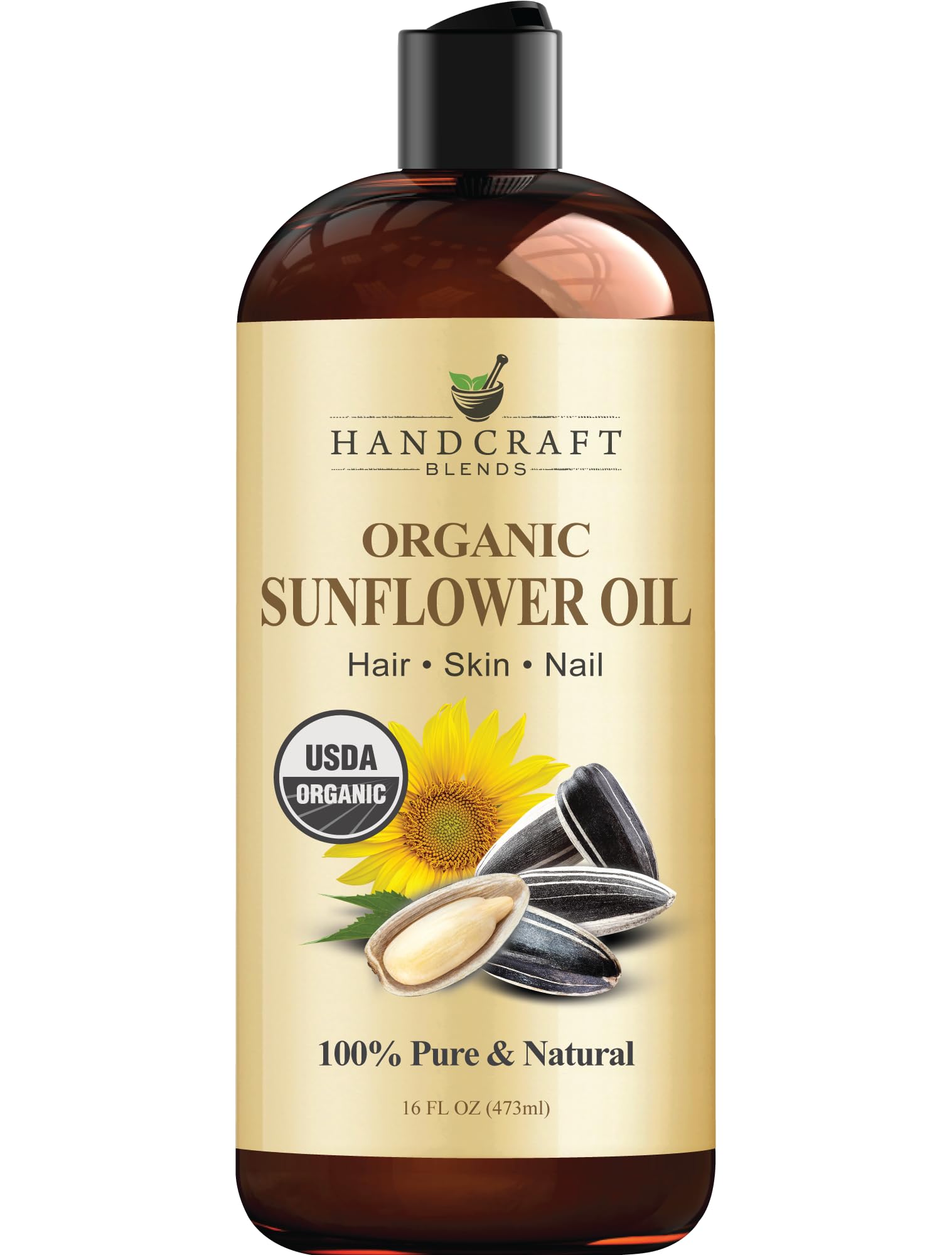 Handcraft Blends sunflower oil bottle pour demonstrates a lightweight carrier for smooth skin care