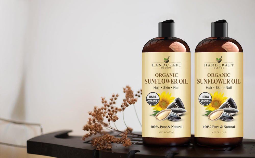 Handcraft Blends sunflower oil packaging label conveys organic, premium-grade quality
