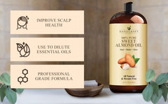Handcraft Blends Sweet Almond Oil ingredients label highlights hexane-free formula