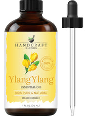 Handcraft Blends Ylang Ylang: botella ámbar protege el aceite y facilita uso sin desperdicio.