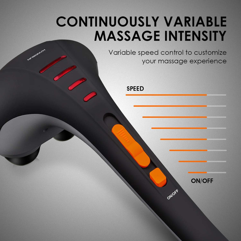 MG400 in action delivering deep percussion for shoulder relief and relaxation.