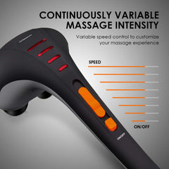MG400 in action delivering deep percussion for shoulder relief and relaxation.