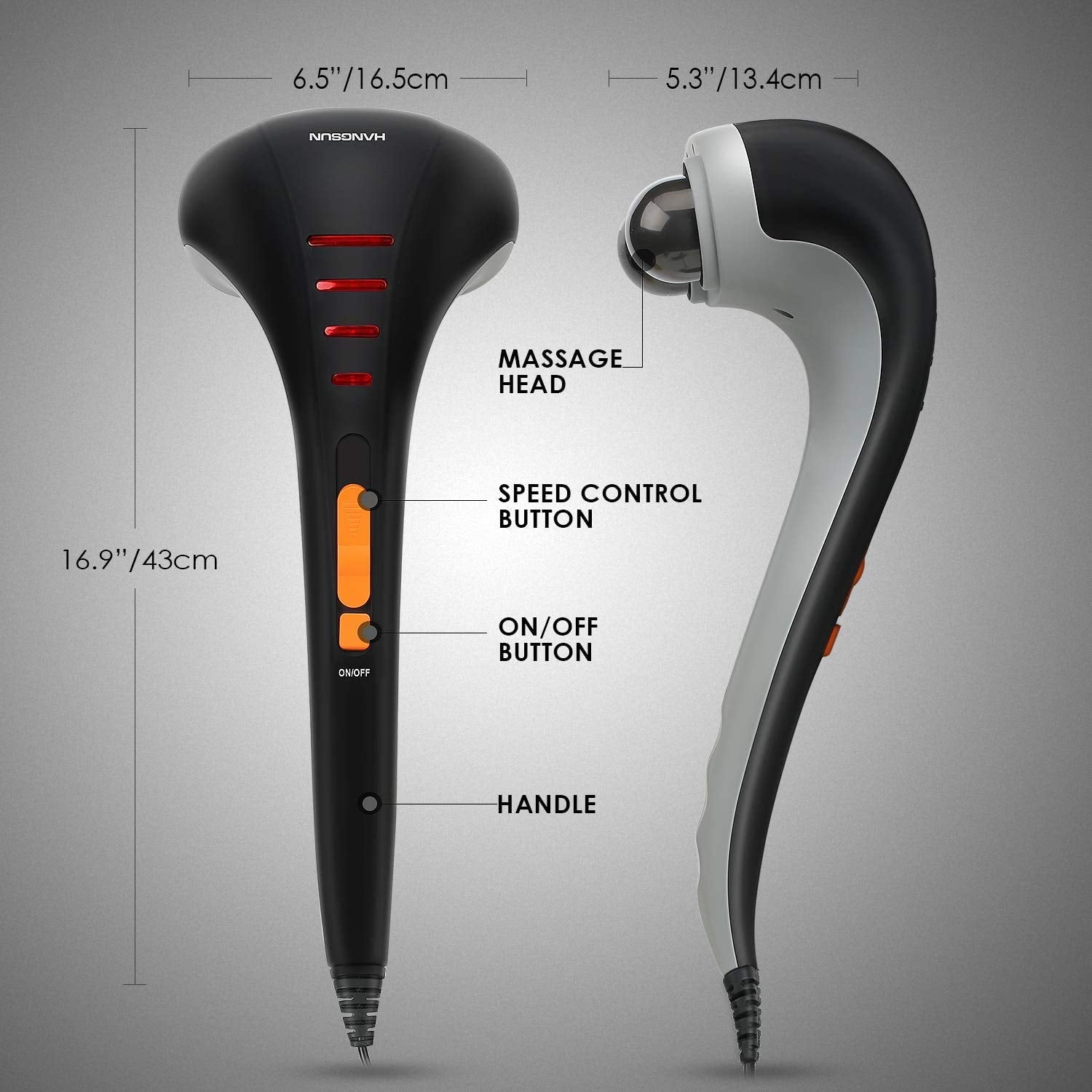 Interchangeable nodes on the MG400 customize massage depth and texture.