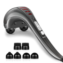 Hangsun MG460 handheld massager targeting neck and back with focused pulses