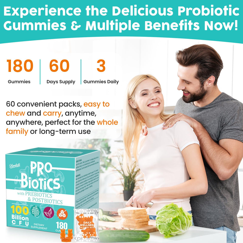 Hanliste Probiotic Gummies immune support graphic highlighting postbiotic benefits