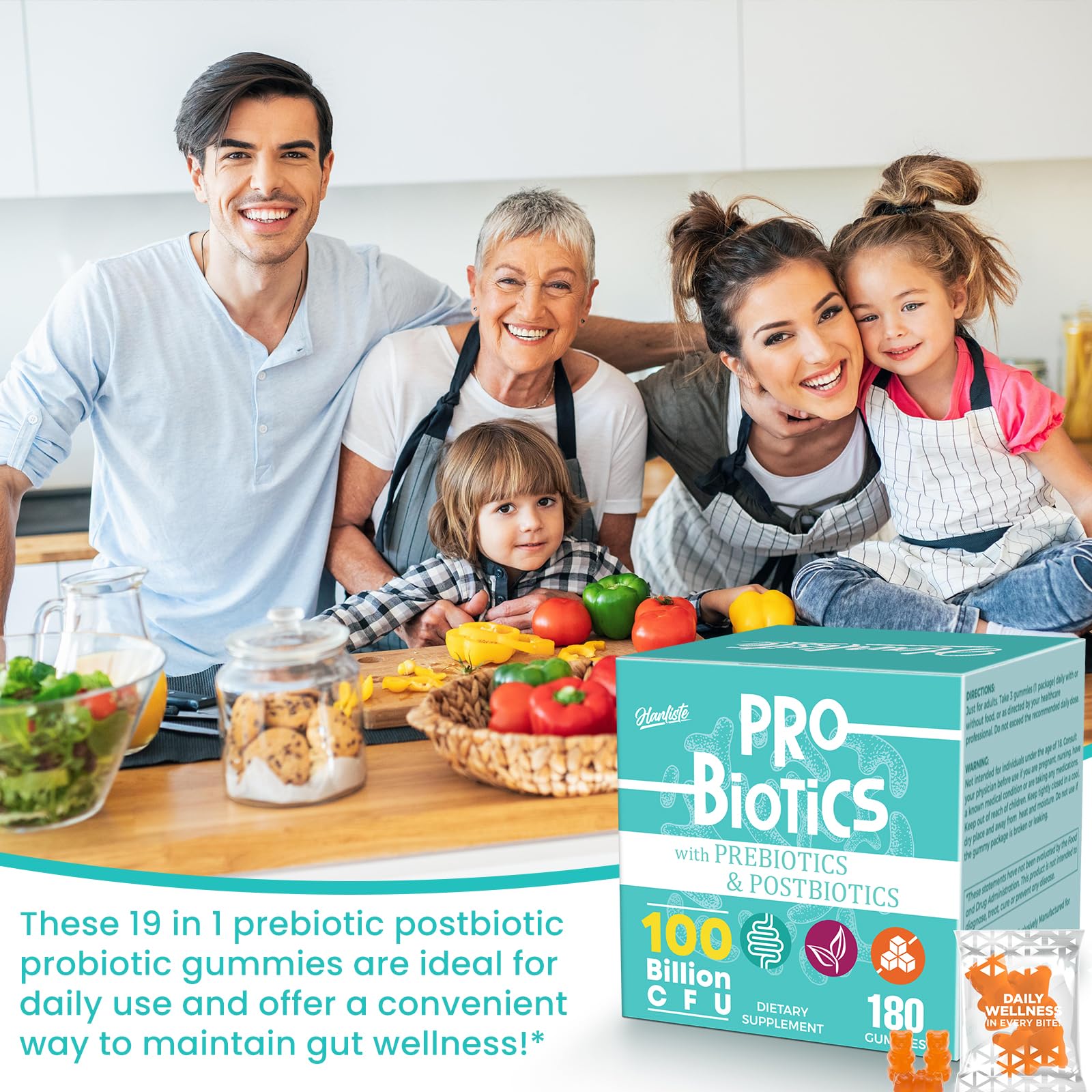 Hanliste Probiotic Gummies sugar-free daily treat image