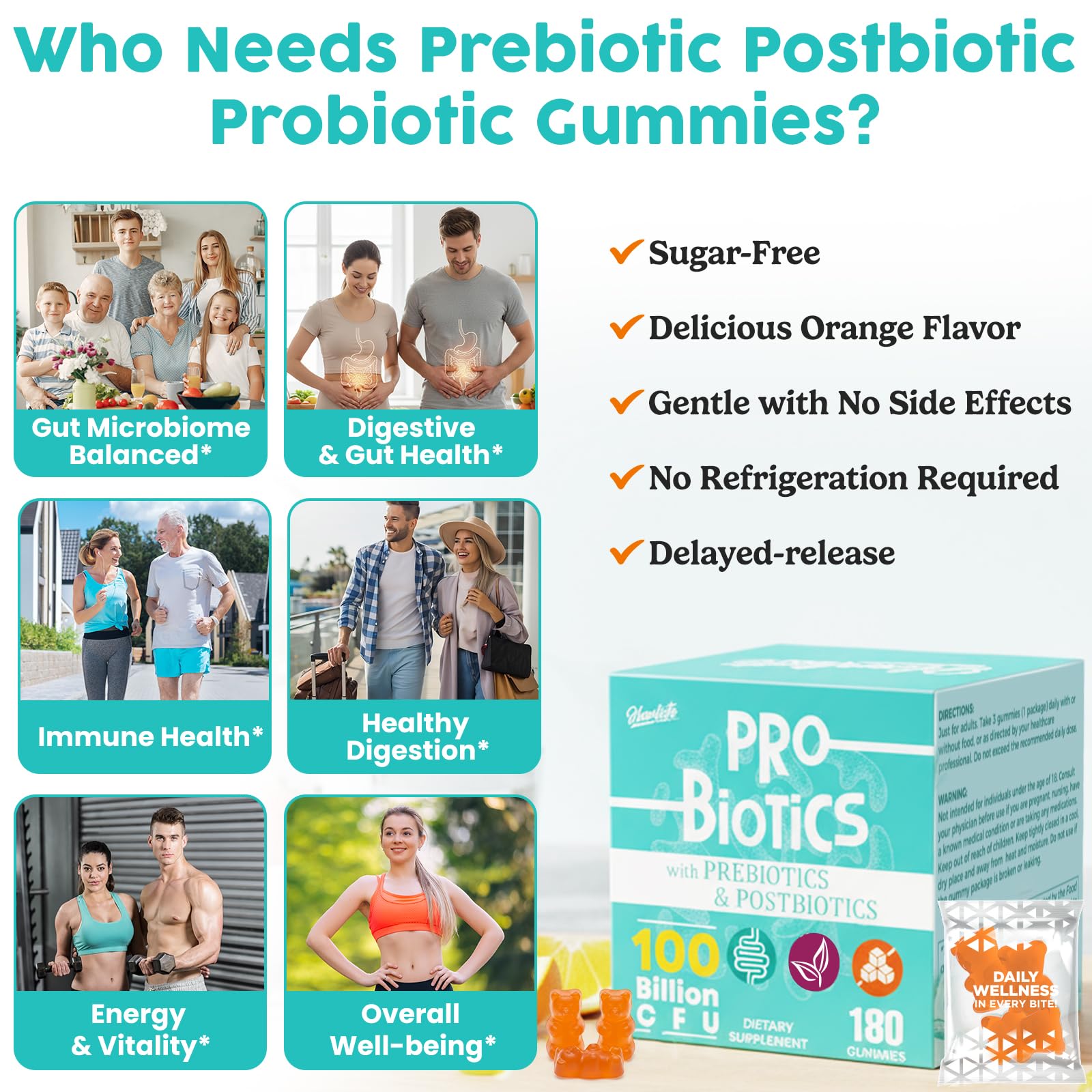 Hanliste Probiotic Gummies vegan non-GMO formula visual