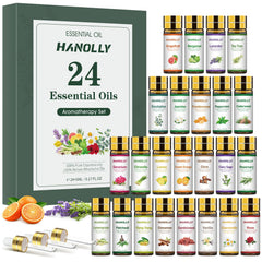 Hanolly 24x5ml bottles ready for diffuser use and aromatherapy sessions.