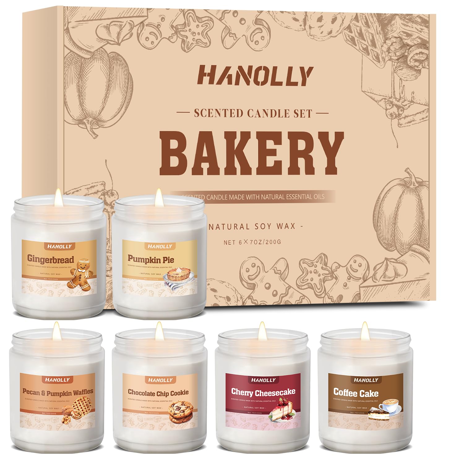 Hanolly Bakery Candles Set Pumpkin Pie creates warm ambiance for fall evenings