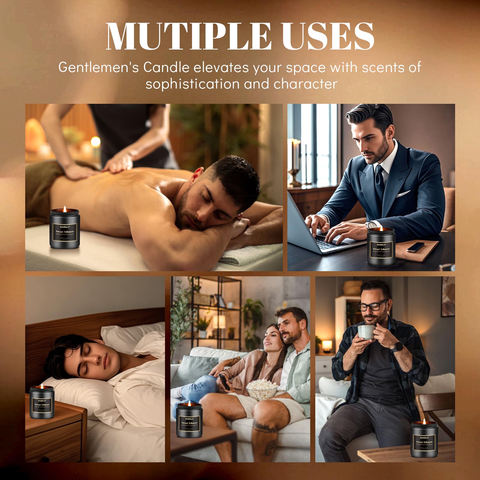 Hanolly Cedarwood & Fir candle, crisp masculine freshness for spaces.