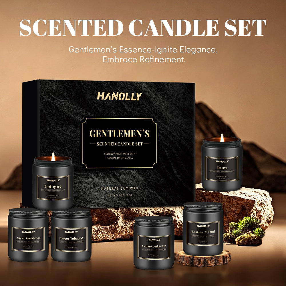 Hanolly Cologne candle, fresh masculine vibe for home offices.