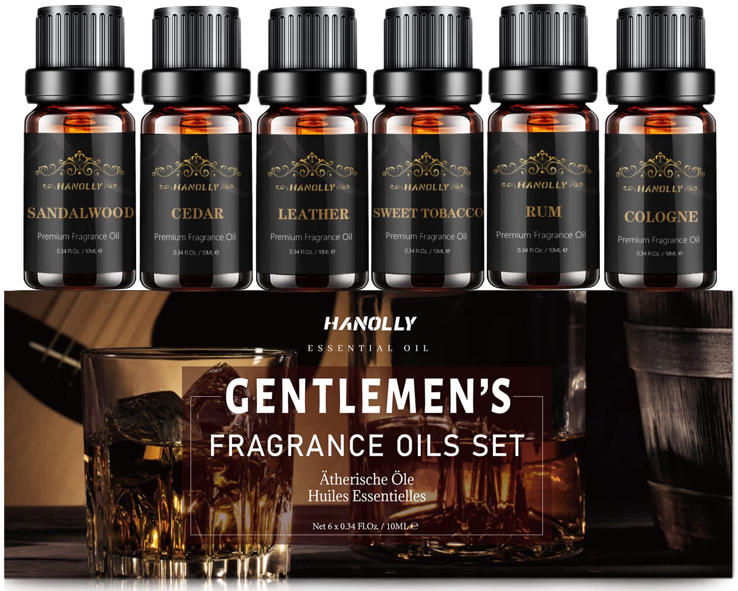 Hanolly Essential Oils Set sandalwood bottle for diffuser use