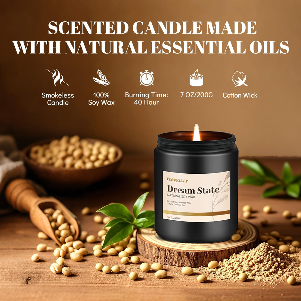 Hanolly hotel scented candles set black jar design on display