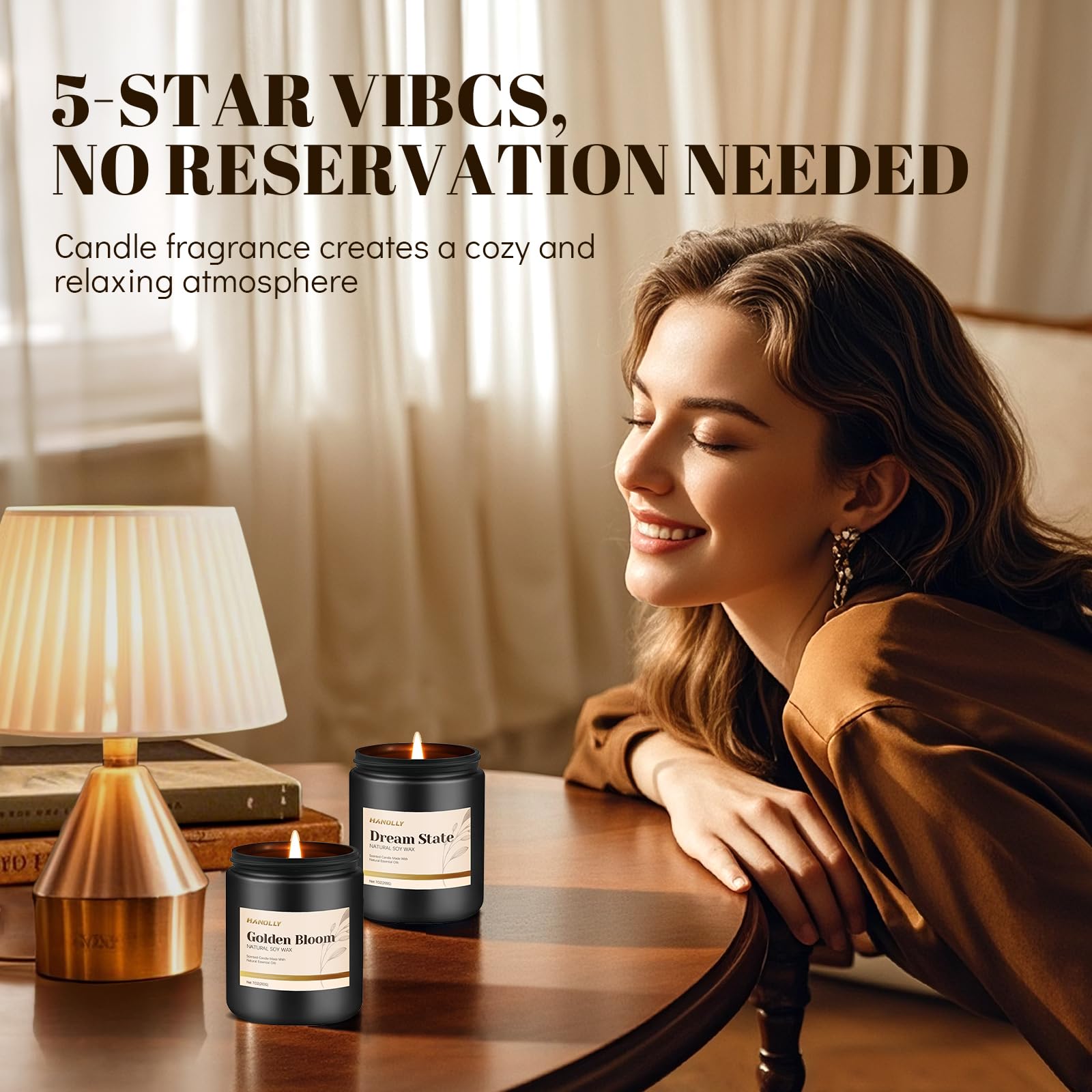 Hanolly hotel scented candles set lead-free wick for smokeless ambiance