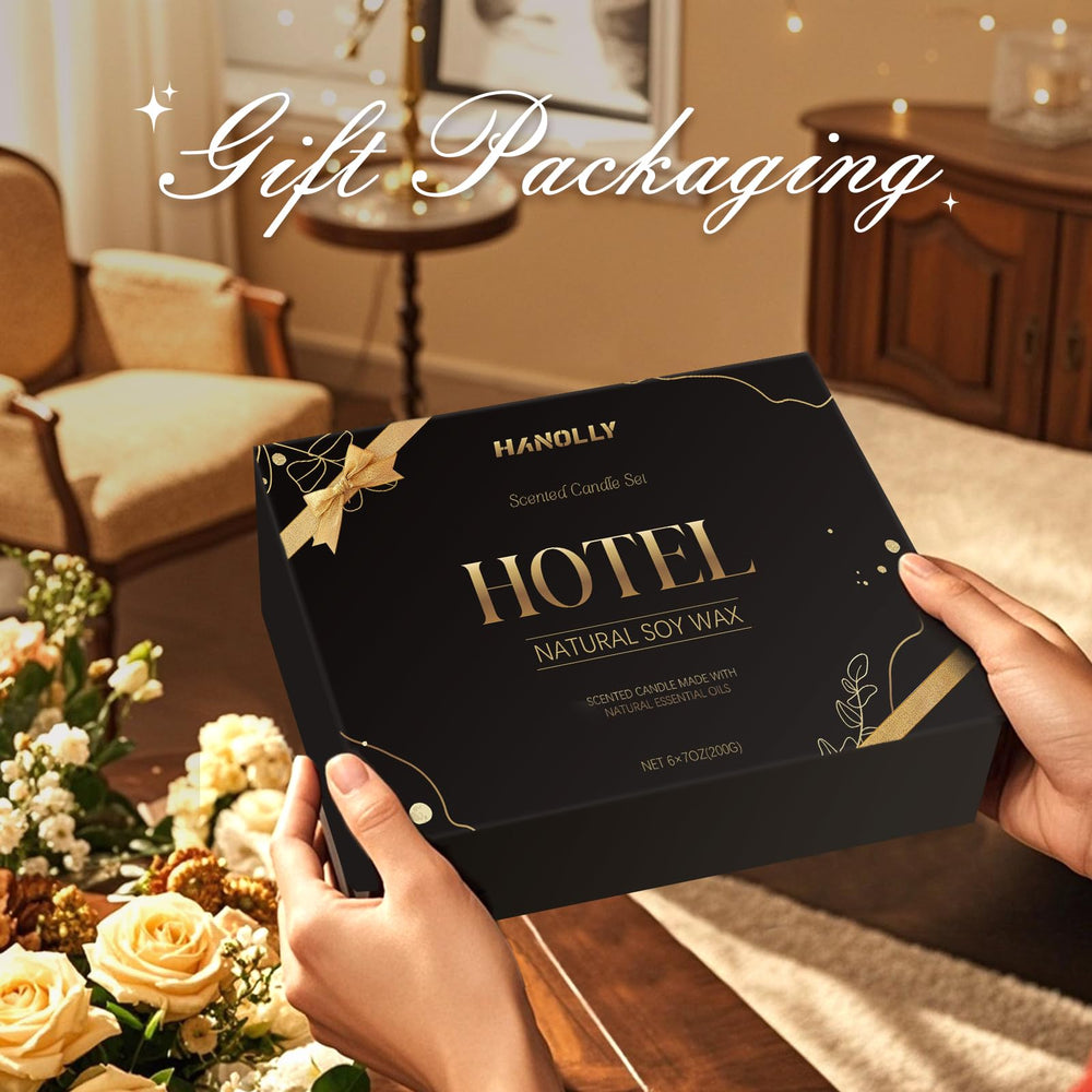 Hanolly hotel scented candles set decorative box in a living room