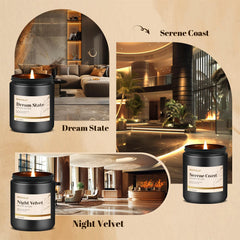 Hanolly soy wax candles with clean burn in black jars