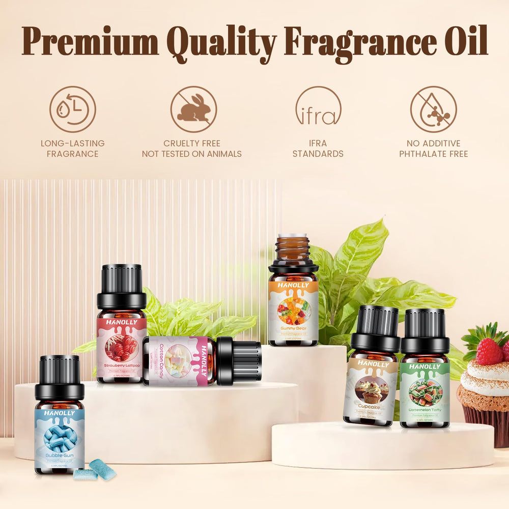 Hanolly Premium Oil Set open box revealing six bottles for DIY projects