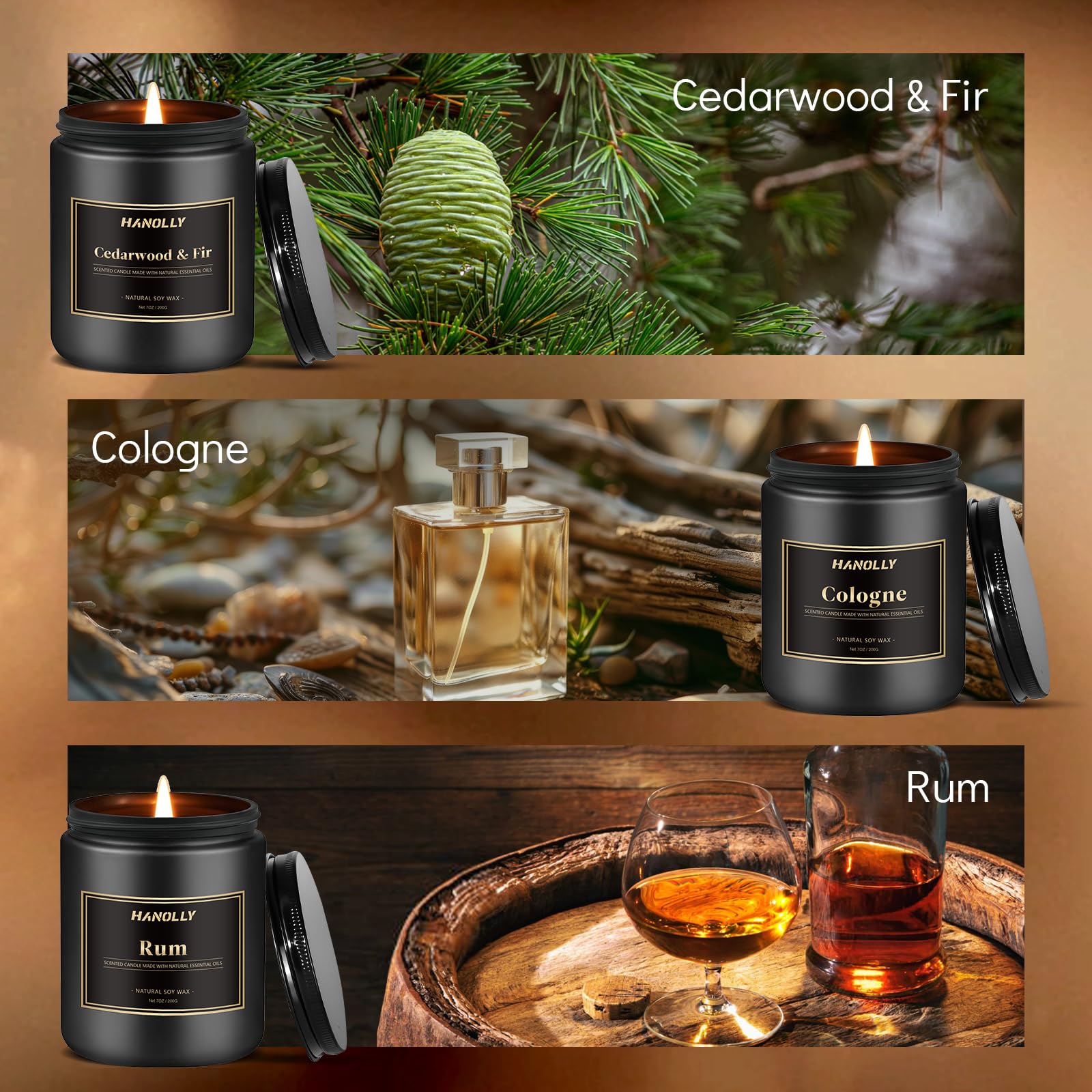 Hanolly Rum candle, bold twist for date nights and gatherings.