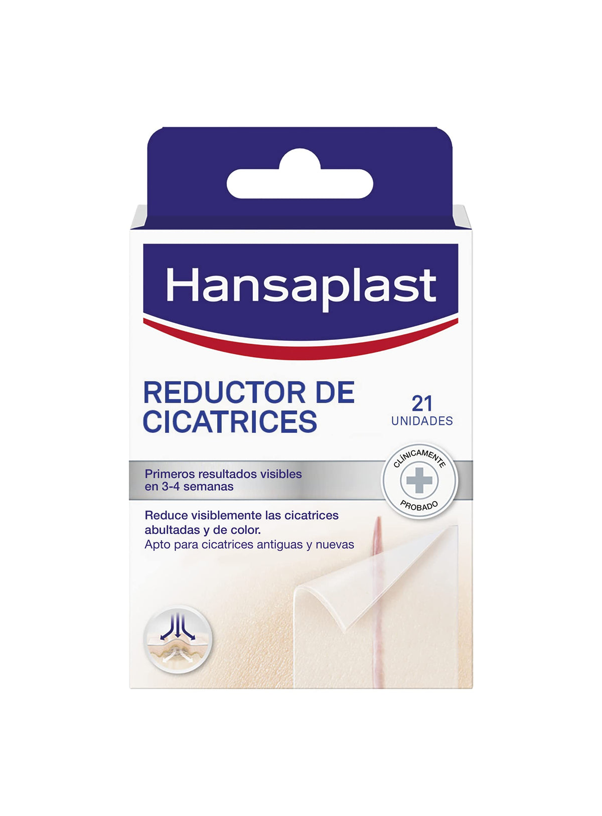 Hansaplast MED patch for scar coverage on visible areas.