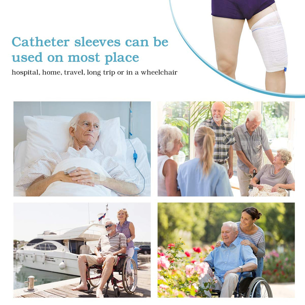 HANSILK leg bag holder suitable for hospital, home, or wheelchair use.