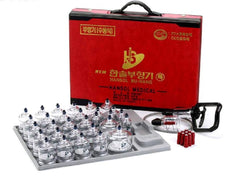 Hansol Medical cupping therapy set with 30 cups for safe home massage and relaxation.