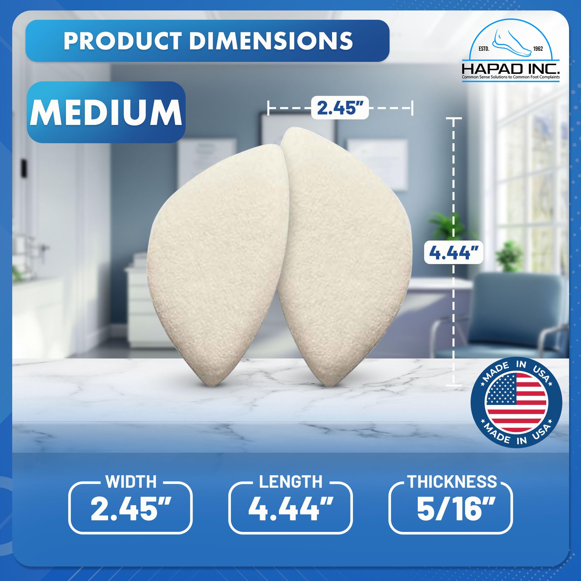 HAPAD arch correction focus helps fallen or high arches feel supported.