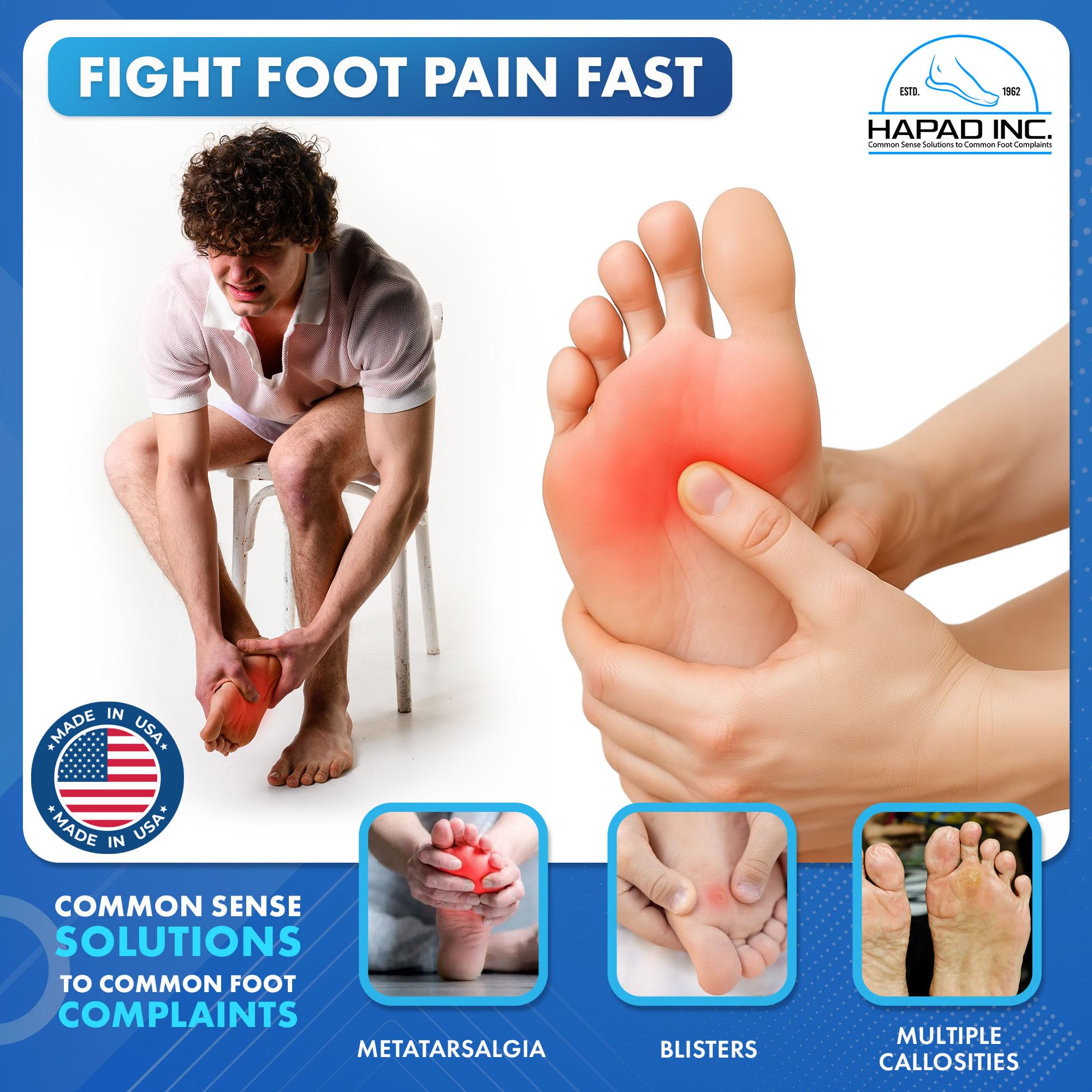 HAPAD ball-of-foot pad placed inside shoe for daily comfort