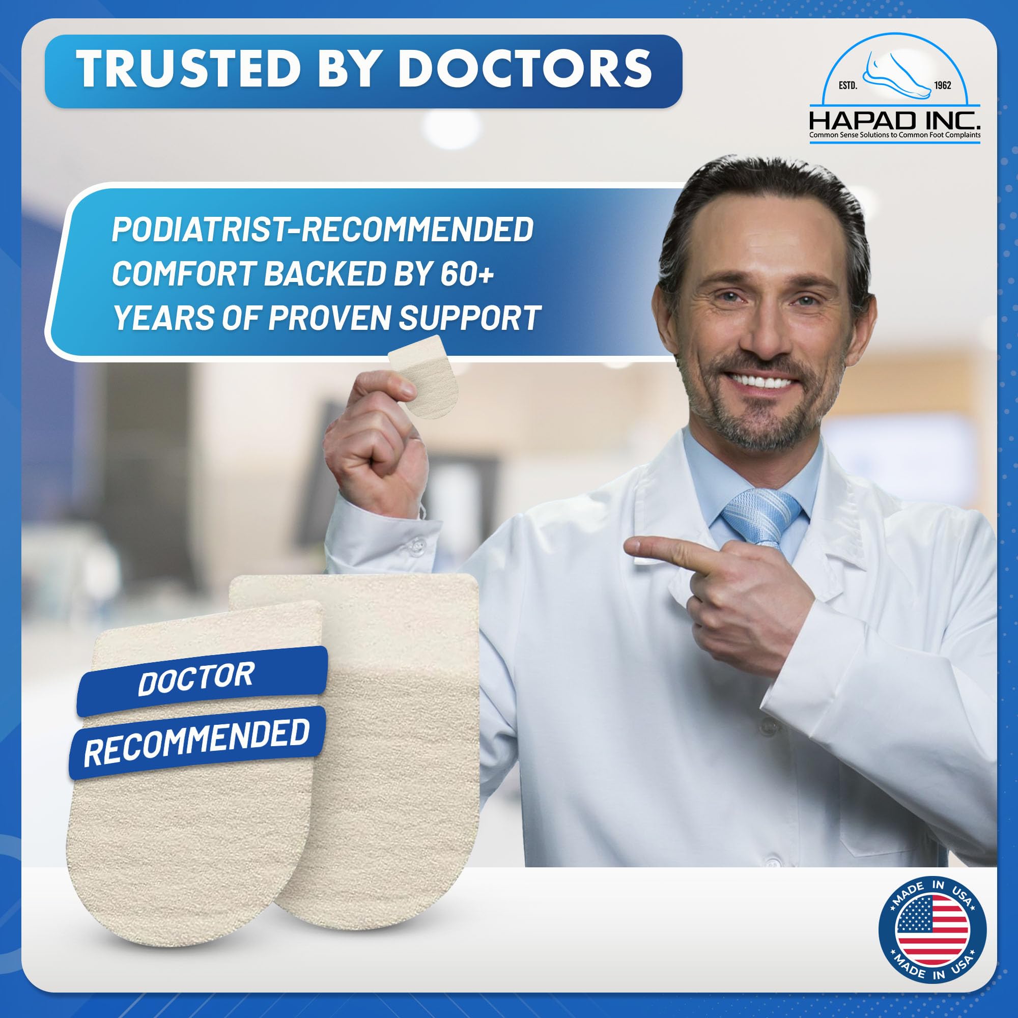 HAPAD blister-prevention heel cushions reduce rubbing and prevent blisters.