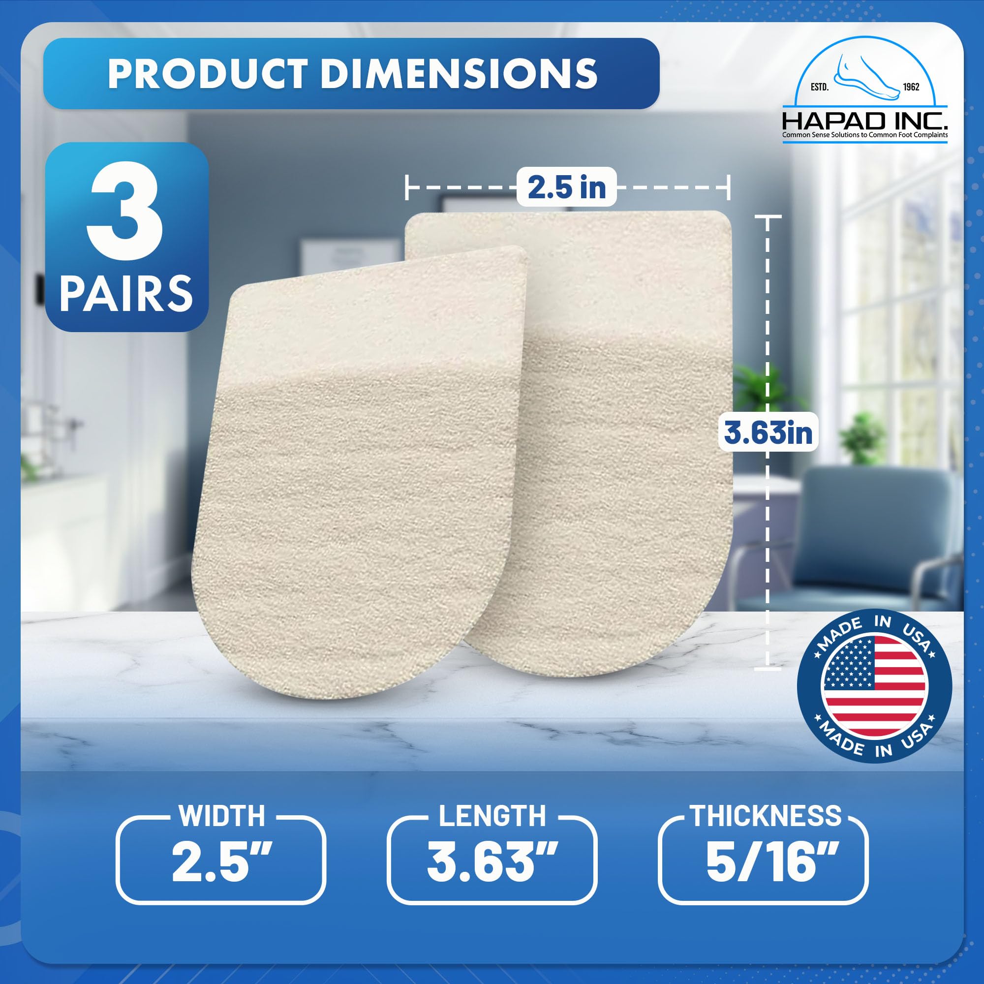 HAPAD easy-installation self-adhesive pads install quickly inside footwear.