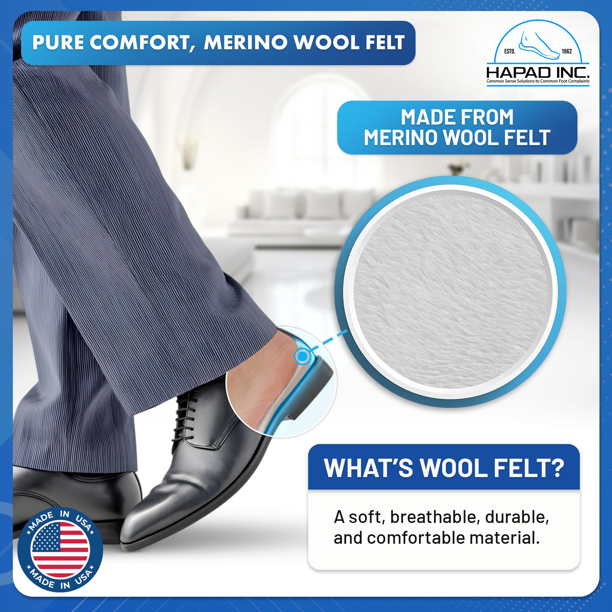 HAPAD heel cushions for high heels support standing and walking.