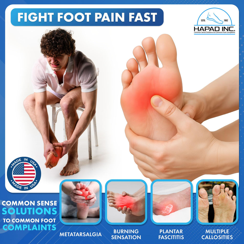 HAPAD pads securely adhere inside shoe for steady support during long walks.