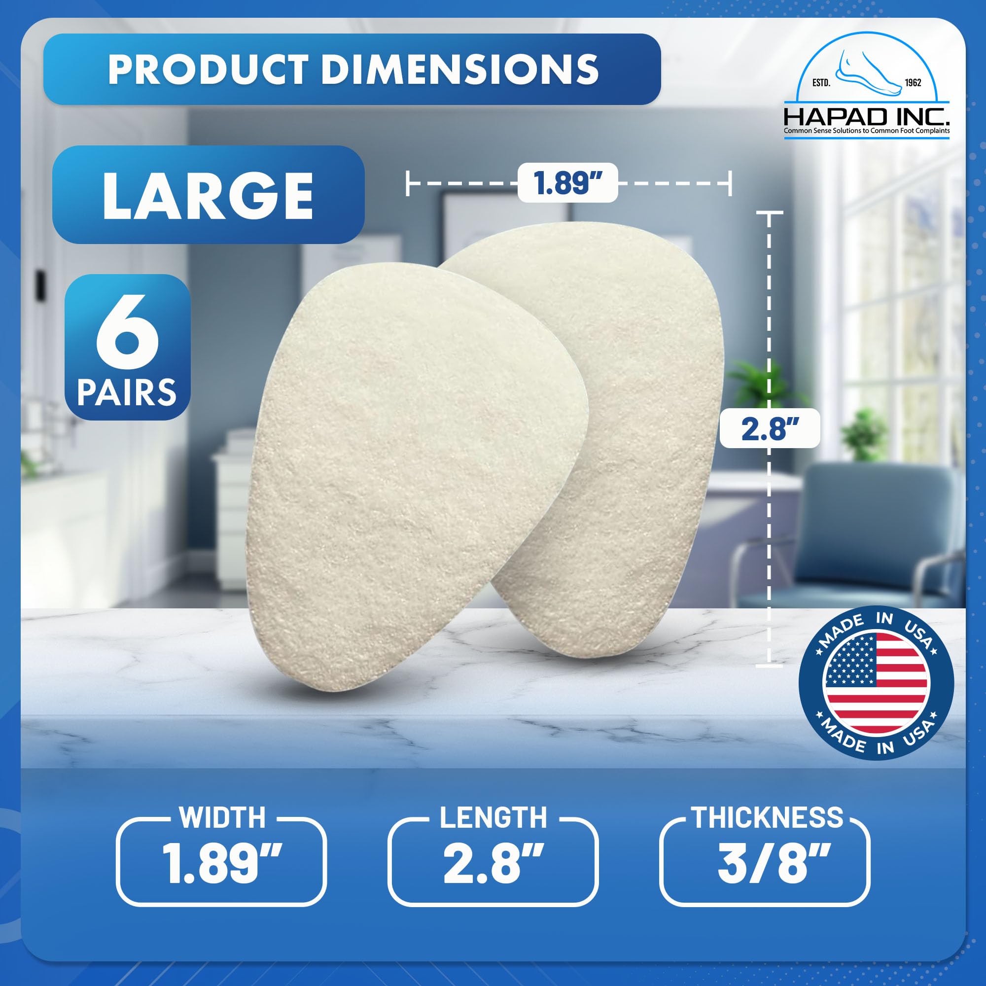 HAPAD metatarsal cushions compatible with sneakers and boots for daily wear.