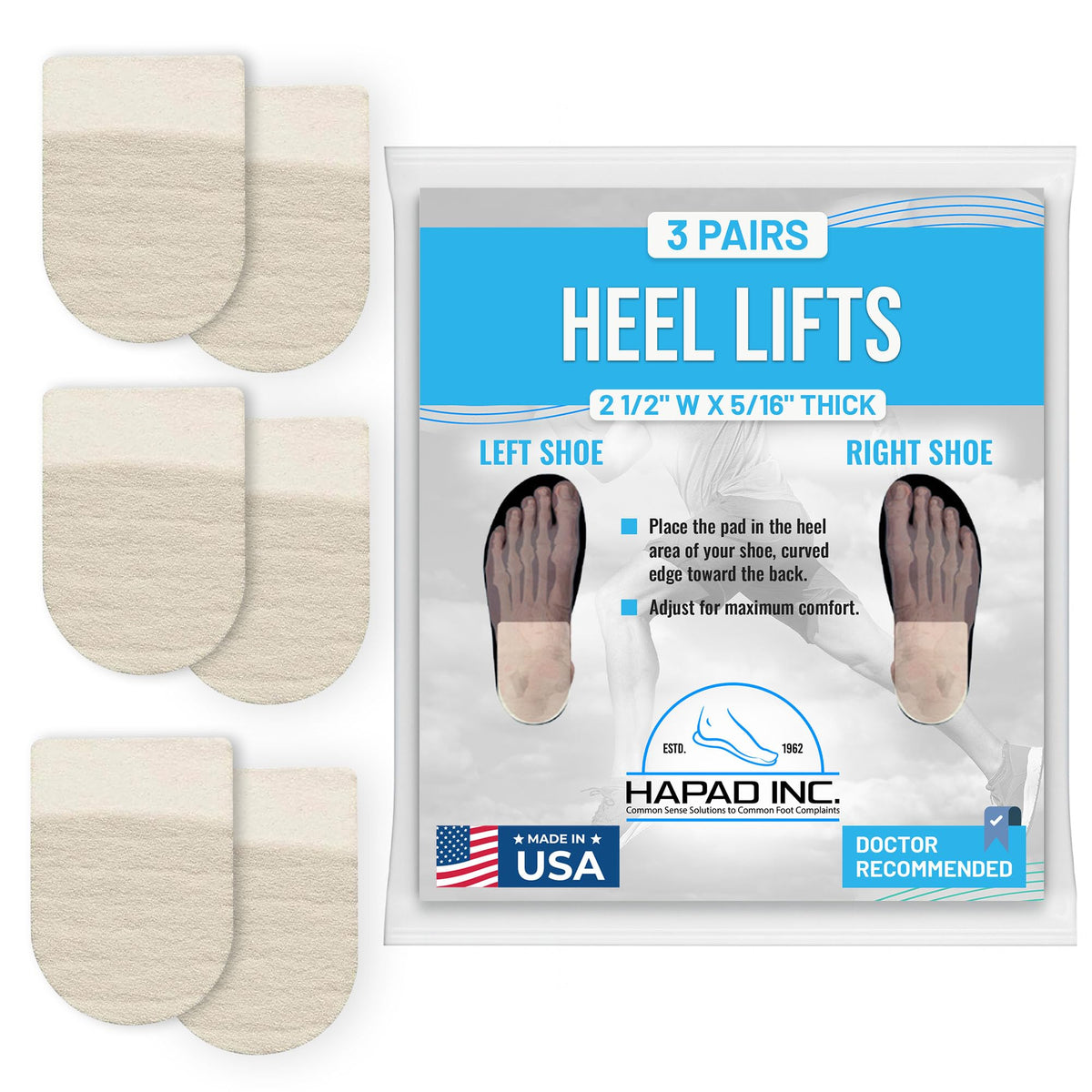 HAPAD premium heel pads inserts secure a loose-fit and all-day comfort in shoes.