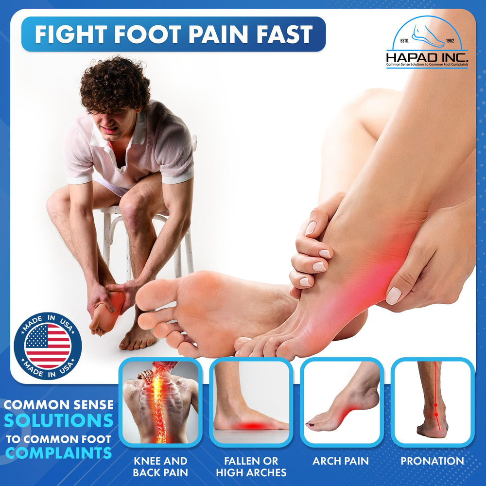 HAPAD self-adhesive wool felt back keeps pad secure inside shoes.