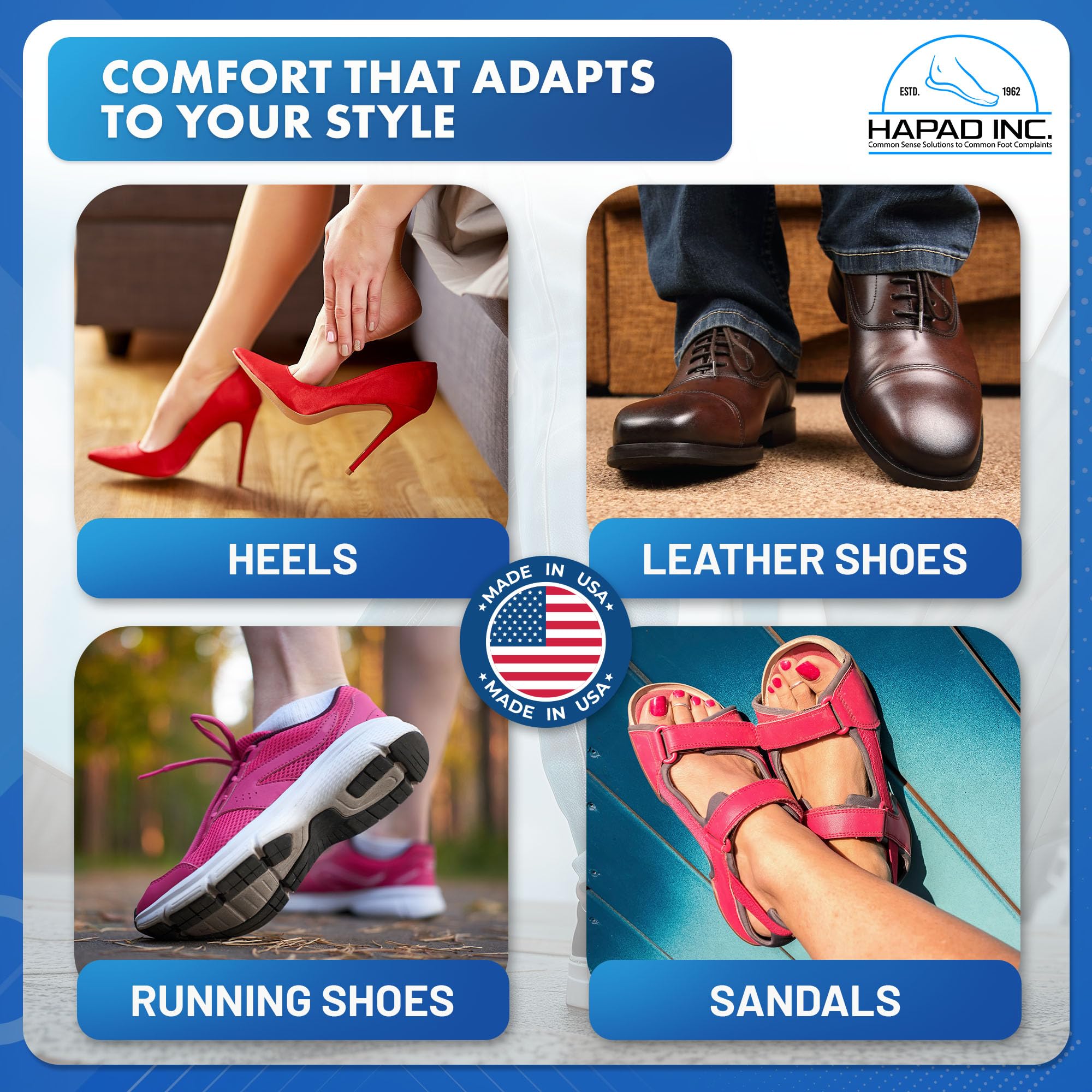 HAPAD shoe fillers for too-big shoes fill gaps for comfortable wear.