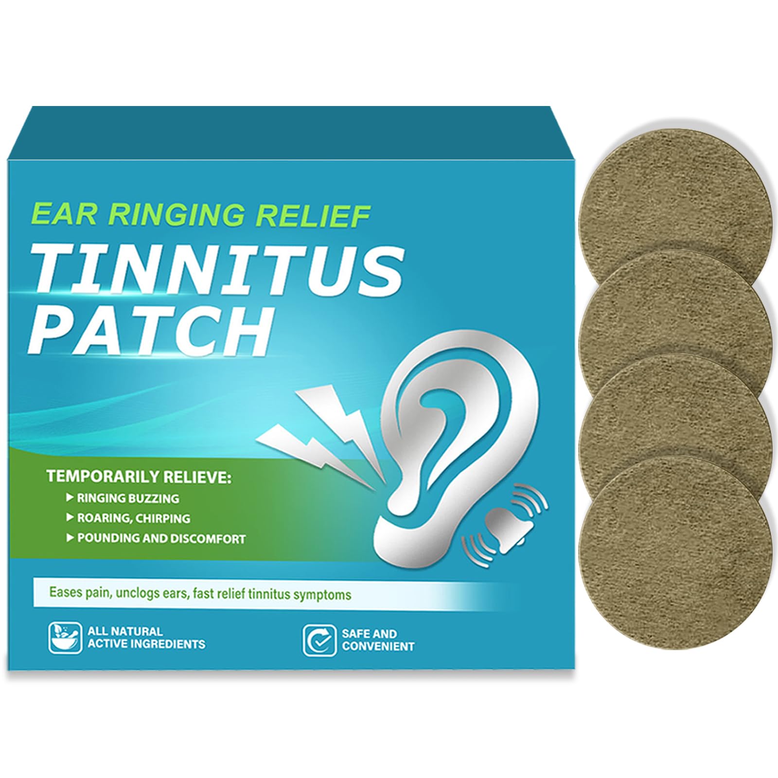 HAPIPET tinnitus patch front view suggesting discreet, daily use for potential relief.