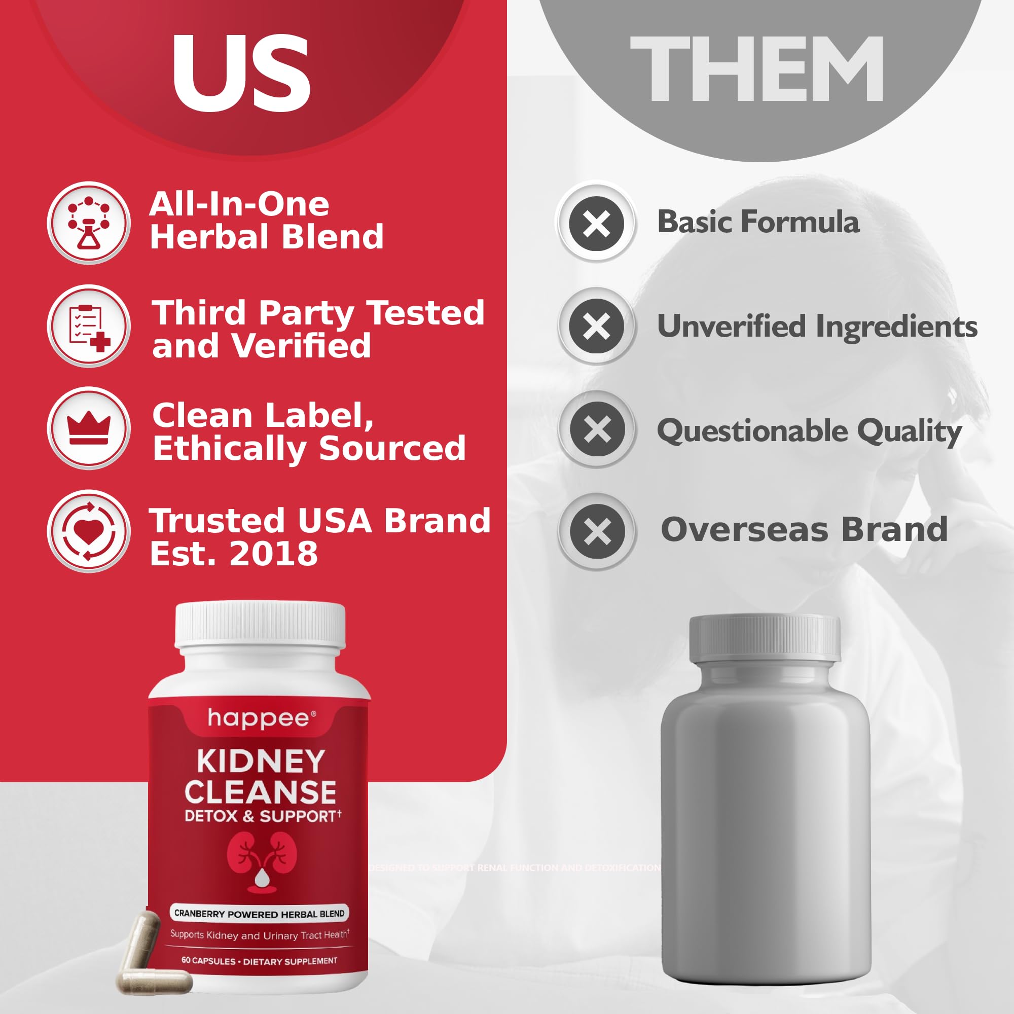 Happee Kidney Cleanse GMP facility seal reinforces safety and quality manufacture.