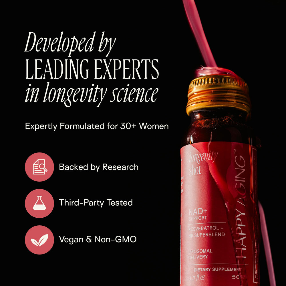 Happy Aging NAD Liquid NR prominence suggests energy support and cellular maintenance