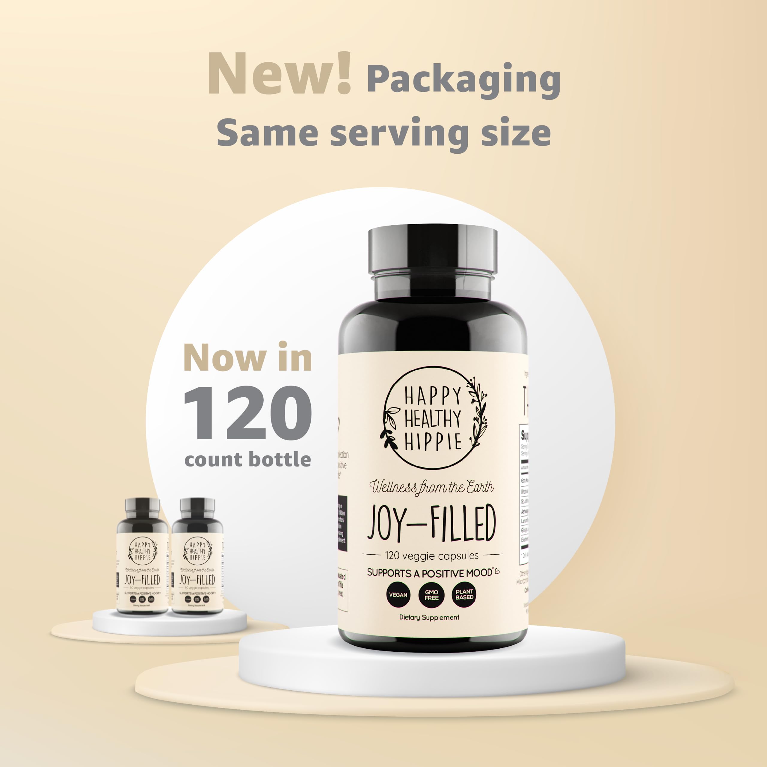 Happy Healthy Hippie 7-Herb Complex packaging highlights natural mood support