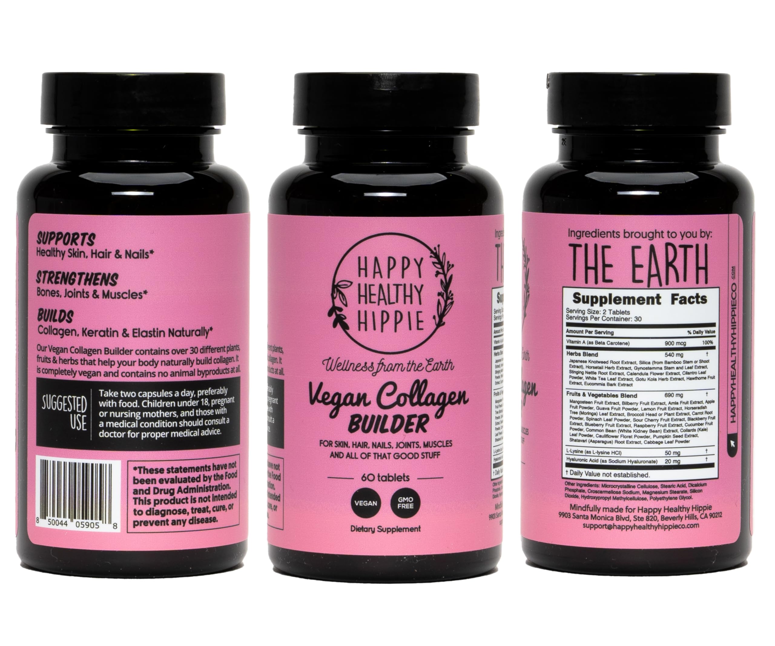 Happy Healthy Hippie two-tablet daily dose fits easily into busy schedules.