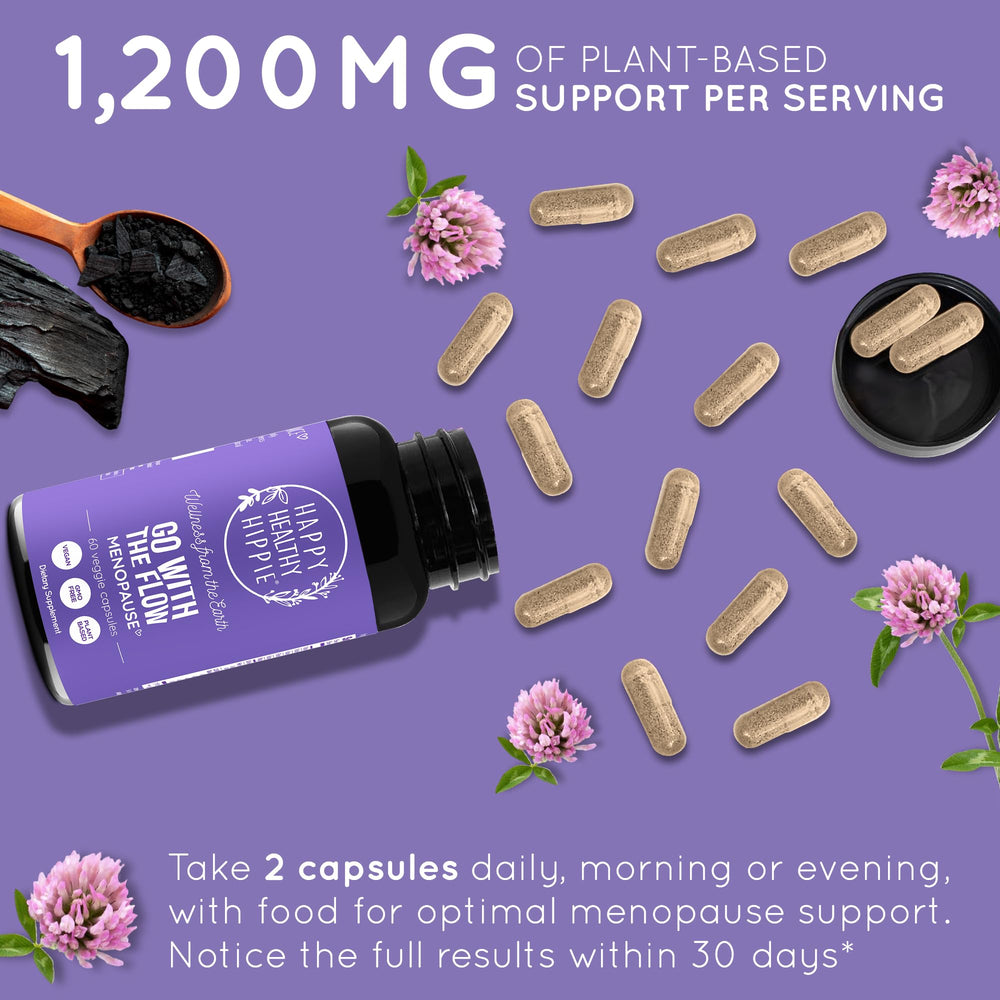 Red Clover component visible in Happy Healthy Hippie flow blend for relief.