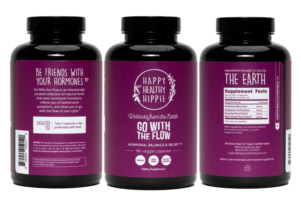 Happy Healthy Hippie Hormone Balance daily use packaging in box.